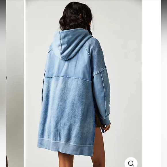 Free People Zoe Tunic Hoodie Pullover Blue M